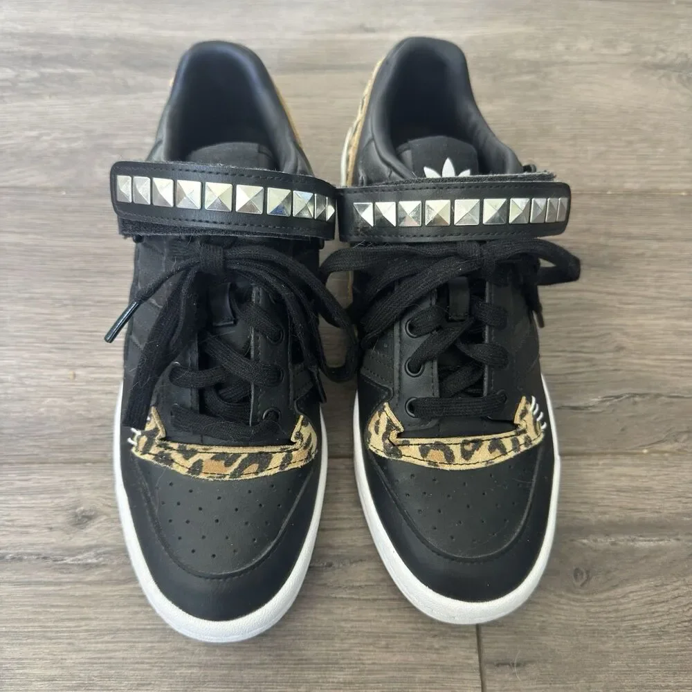 adidas Forum Low J Black Leopard GZ0803 Studded Sneakers US 6.5 Women’s 8